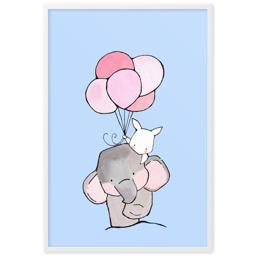 Kinder Poster - Elefant und Hase mit Luftballon | artlia