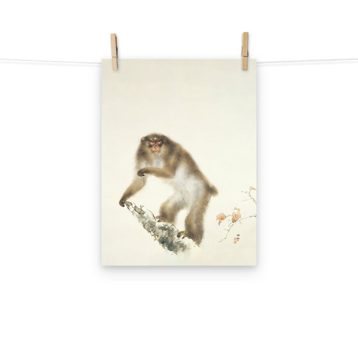 Kansetsu_Hashimoto-Old_Monkey_with_Cherry_in_Autumn_enhanced-matte-paper-poster-_cm_-30x40-cm-front-min