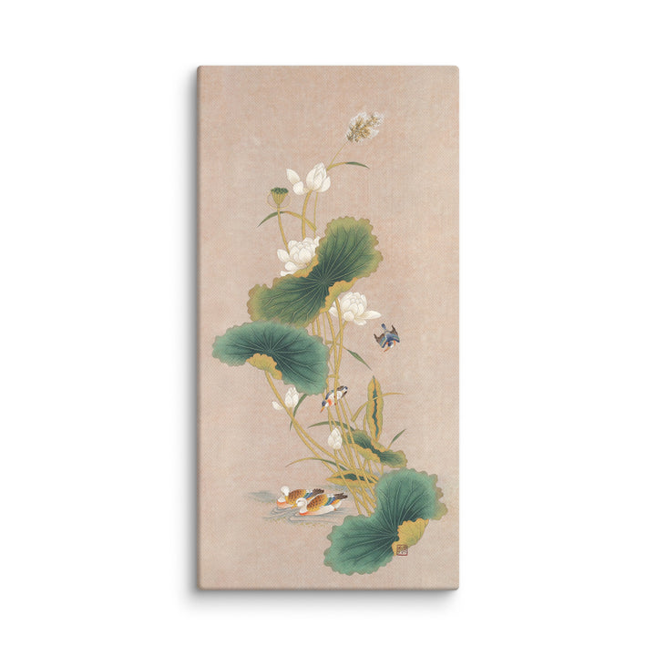 canvas-Lotosblueten-mit-Voegeln-Seungmin-yoon-artlia-in-12x24
