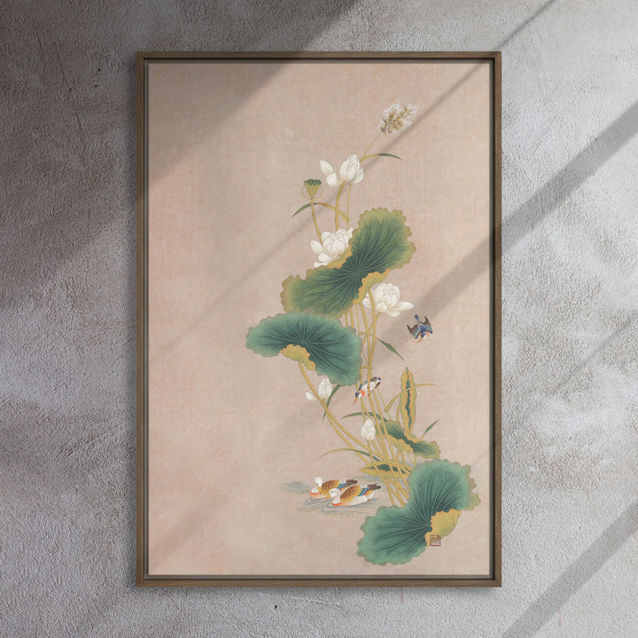 Toile - Seungmin Yoon, Fleurs de lotus avec oiseaux