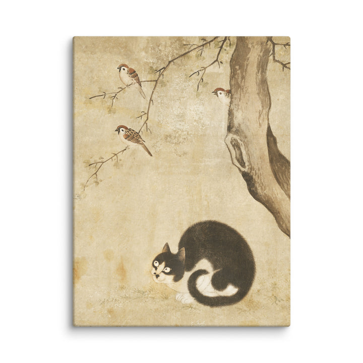 Toile - Chat et moineaux, Byeon Sang-byeok