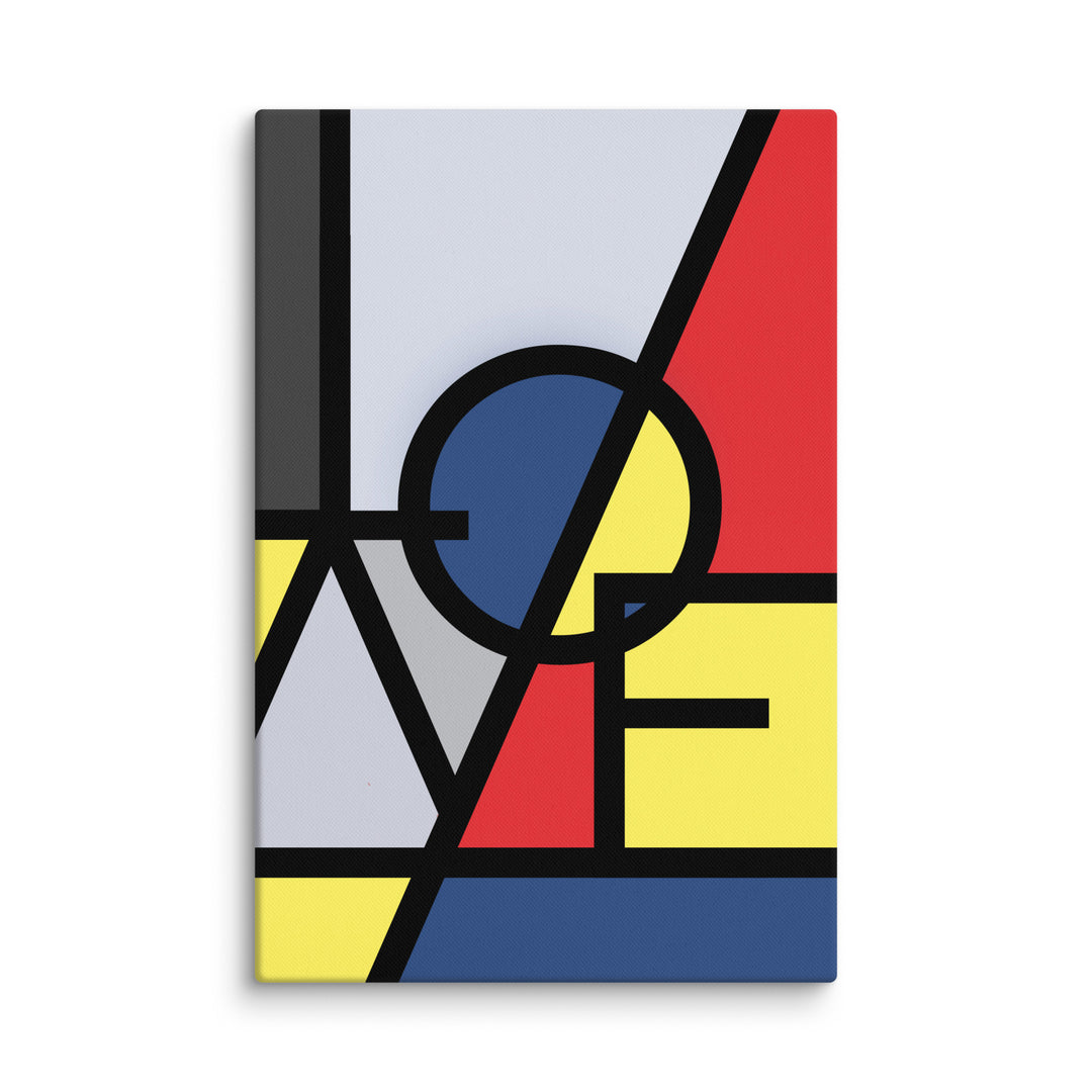 Canvas - "LOVE" in de stijl van Mondriaan