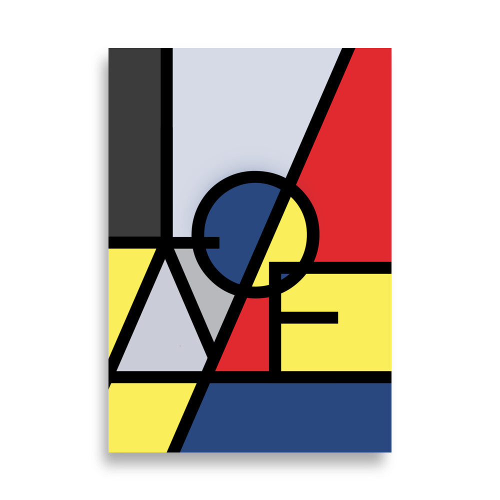 Poster - "LOVE" in de stijl van Mondriaan