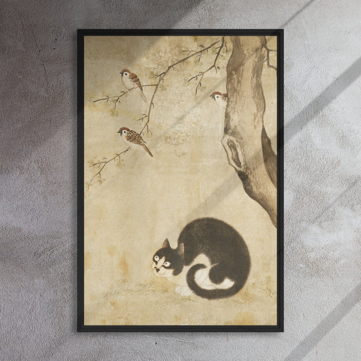 Toile - Chat et moineaux, Byeon Sang-byeok