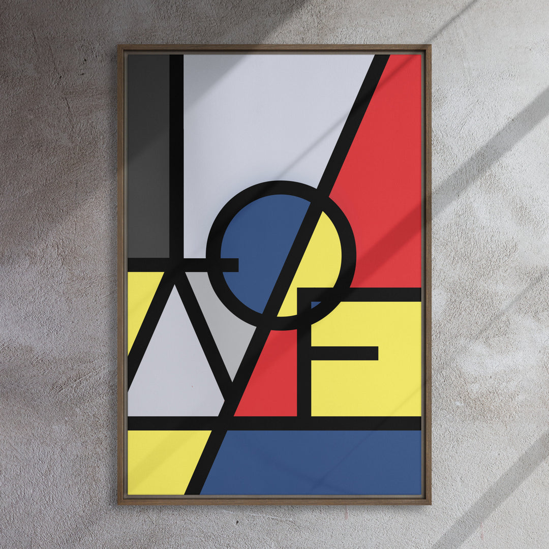 Canvas - "LOVE" in de stijl van Mondriaan