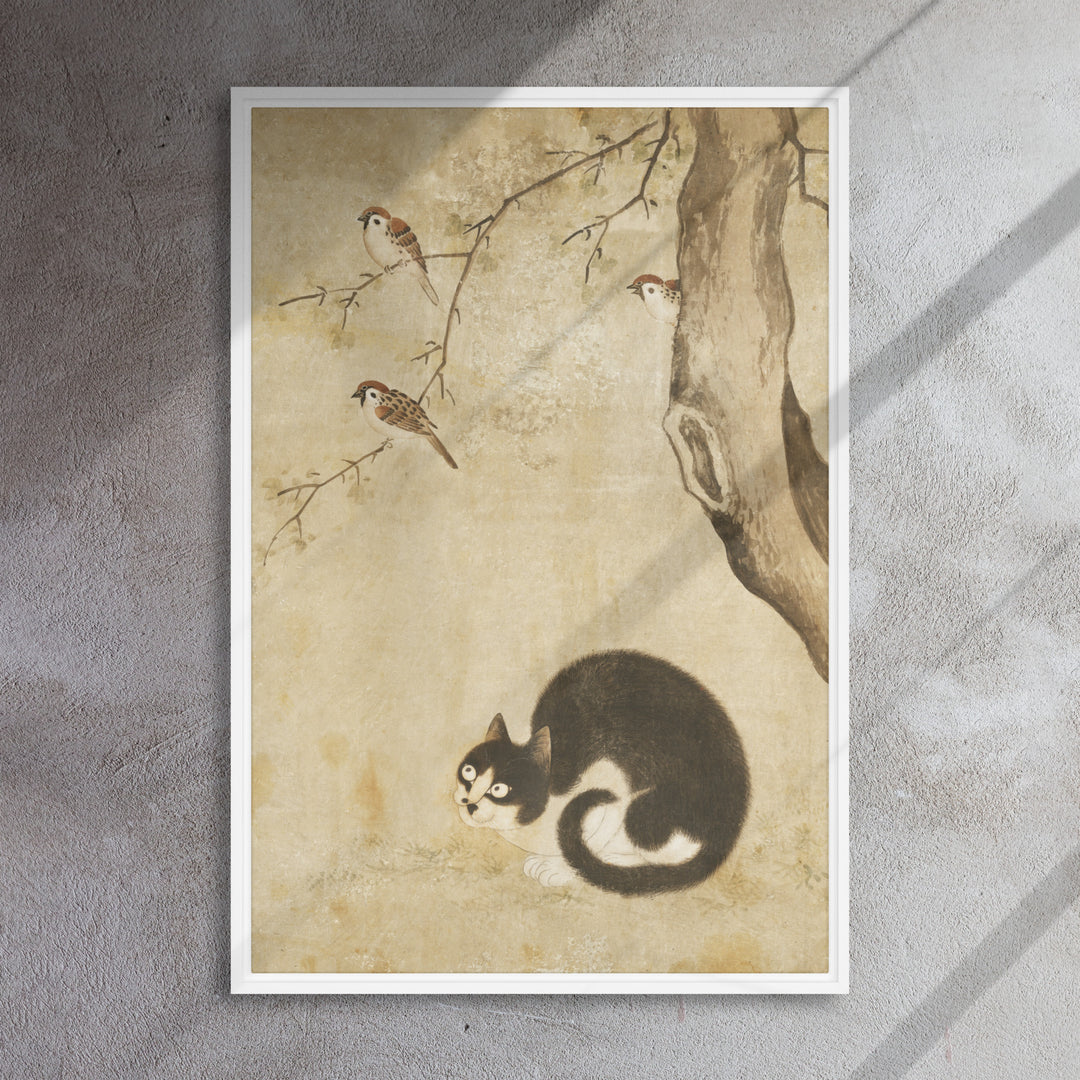 Toile - Chat et moineaux, Byeon Sang-byeok