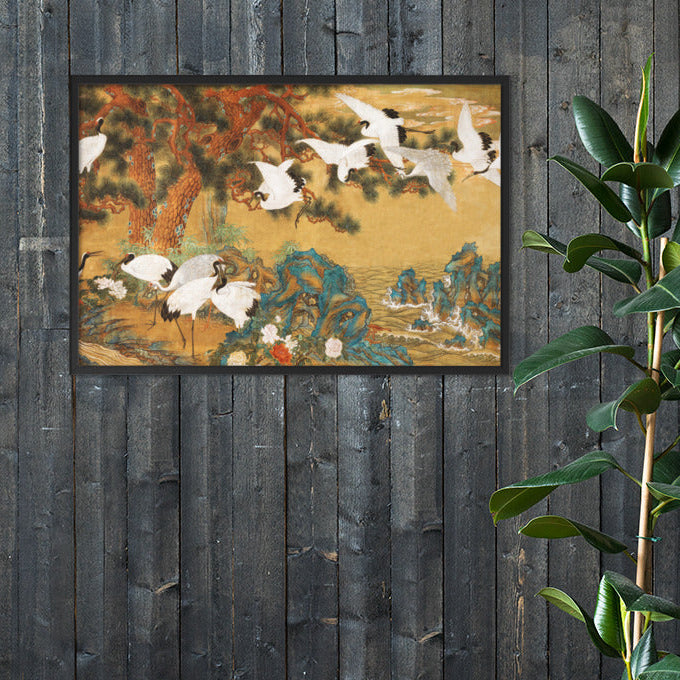 framed-poster-_cm_-black-61x91-cm-weisse-kraniche-aus-dem-changdeokgung-palast