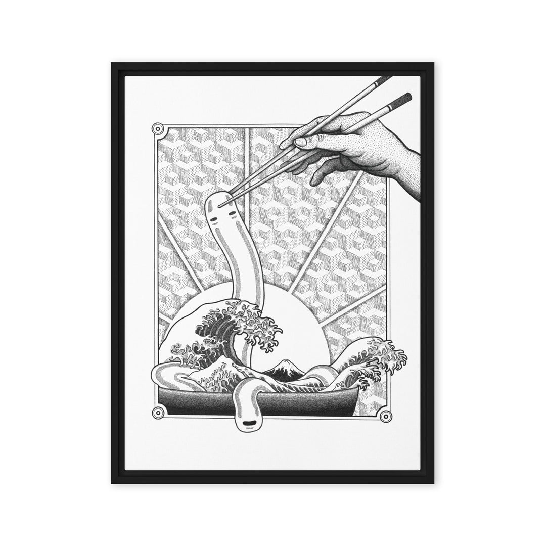 Gerahmte Leinwand - Ghibli Ramen Pavel Illustrations Schwarz / 46x61 cm (18″×24″) artlia