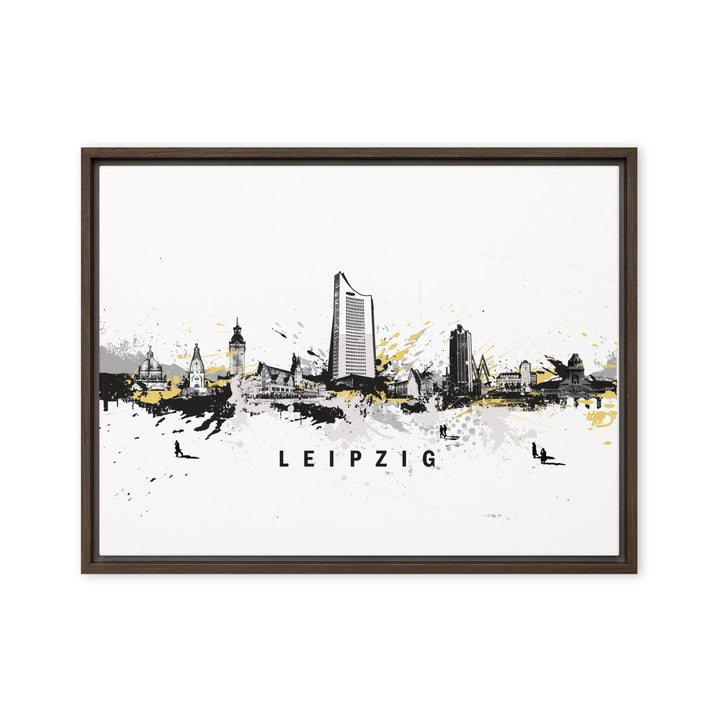 Gerahmte Leinwand - Skyline Leipzig Marko Kurth Braun / 46x61 cm (18″×24″) artlia