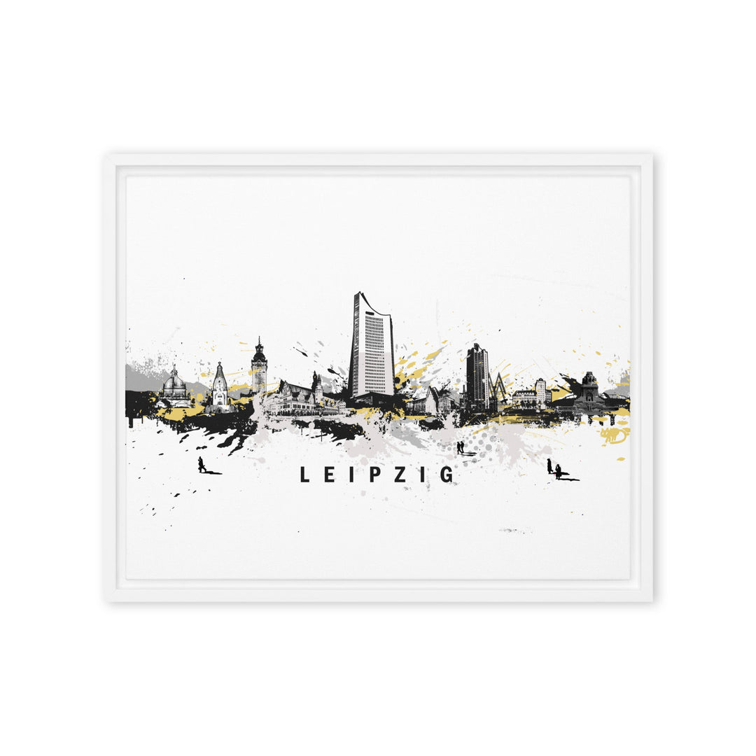 Gerahmte Leinwand - Skyline Leipzig Marko Kurth Weiß / 41x51 cm (16″×20″) artlia