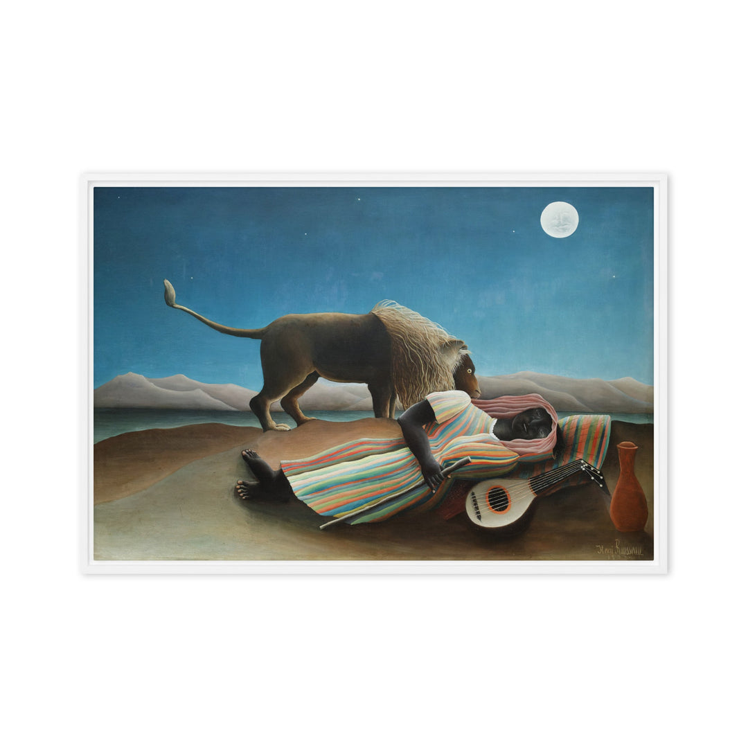 Leinwand - Henri Rousseau, Die schlafende Zigeunerin Henri Rousseau Weiß / 61x91 cm (24″×36″) artlia