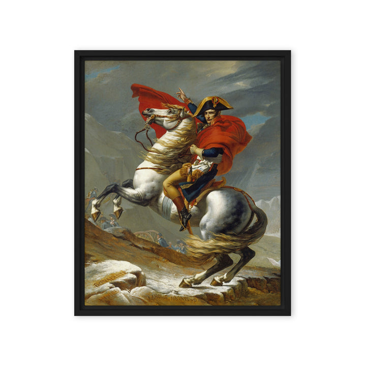 Leinwand - Napoleon Crossing the Alps Jacques-Louis David Schwarz / 41x51 cm (16″×20″) artlia