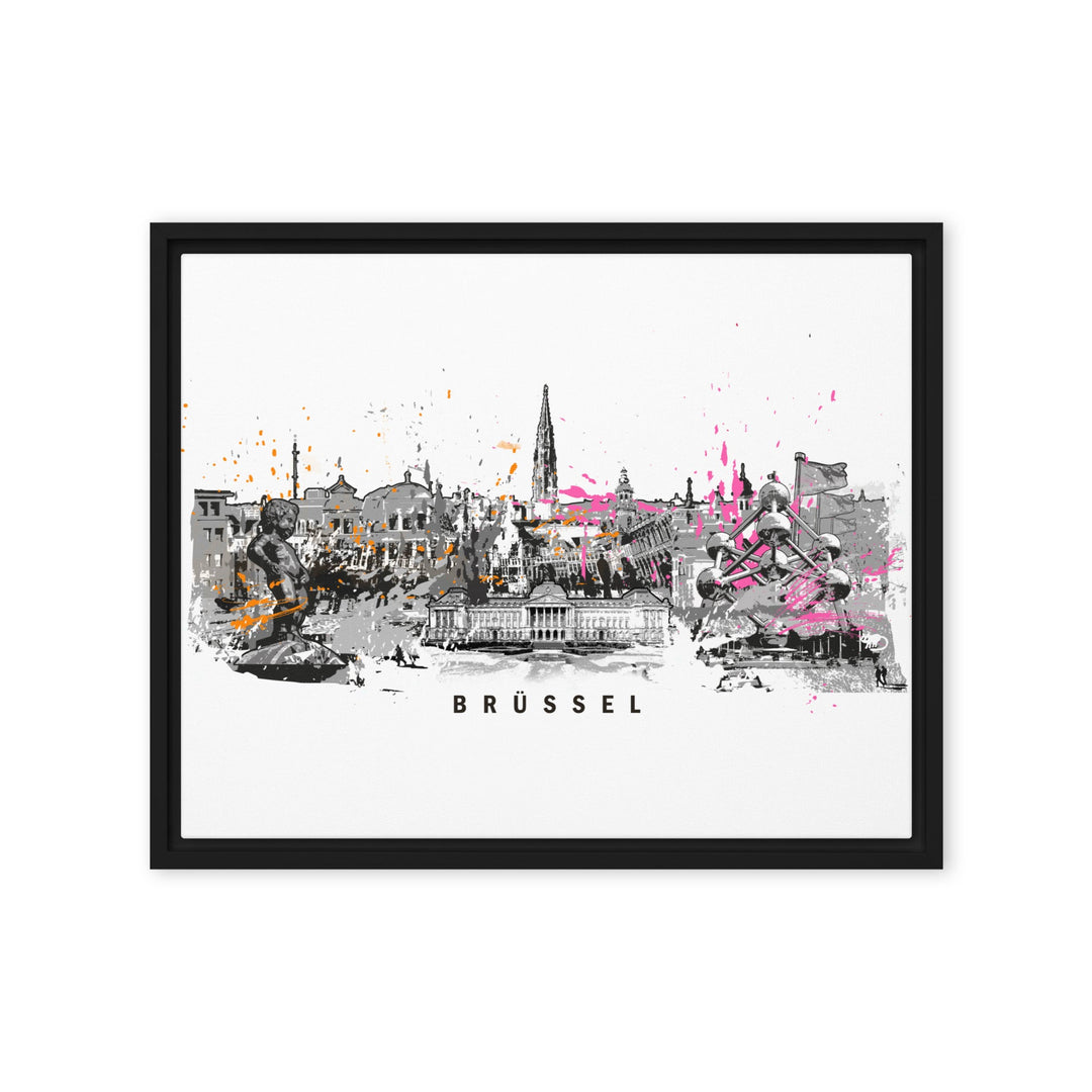 Leinwand - Skyline Brüssel Marko Kurth Schwarz / 41x51 cm (16″×20″) artlia