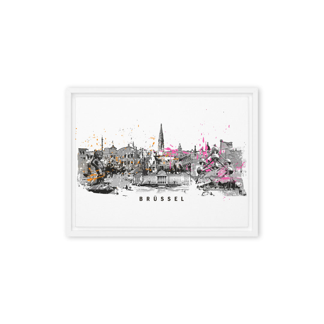 Leinwand - Skyline Brüssel Marko Kurth Weiß / 31x41 cm (12″×16″) artlia