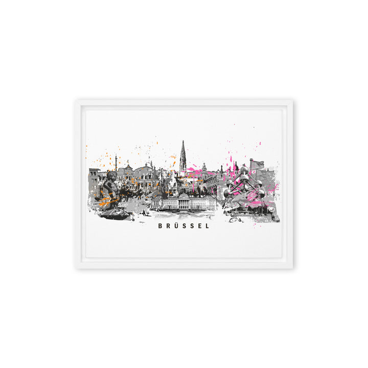 Leinwand - Skyline Brüssel Marko Kurth Weiß / 31x41 cm (12″×16″) artlia