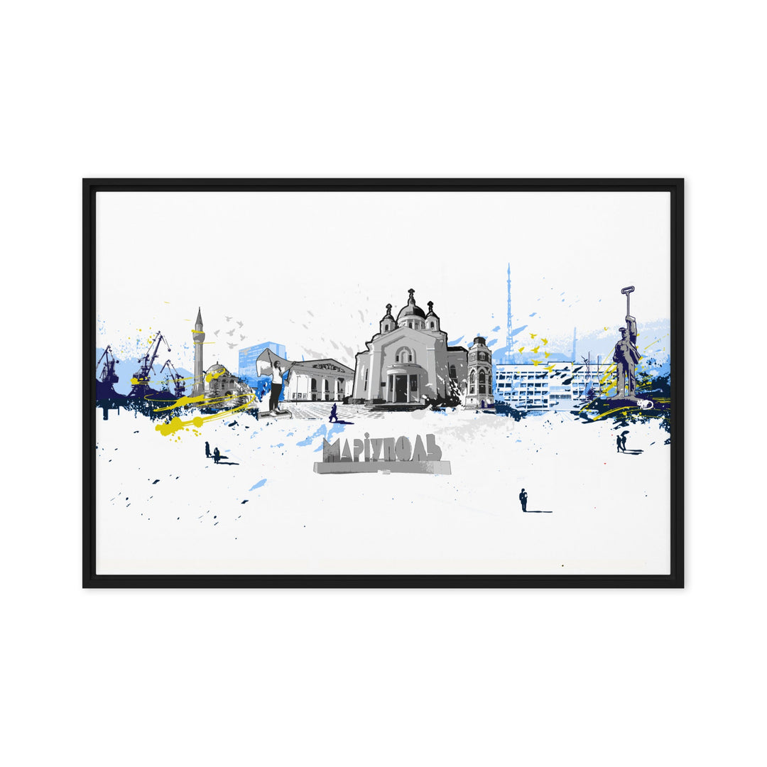 Leinwand - Skyline Mariupol Marko Kurth Schwarz / 61x91 cm (24″×36″) artlia