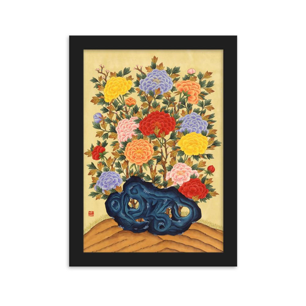 pfingstrosen-poster-im-rahmen-misun-kim-schwarz-21x30-cm-artlia-online-art-galeria-36244272218338