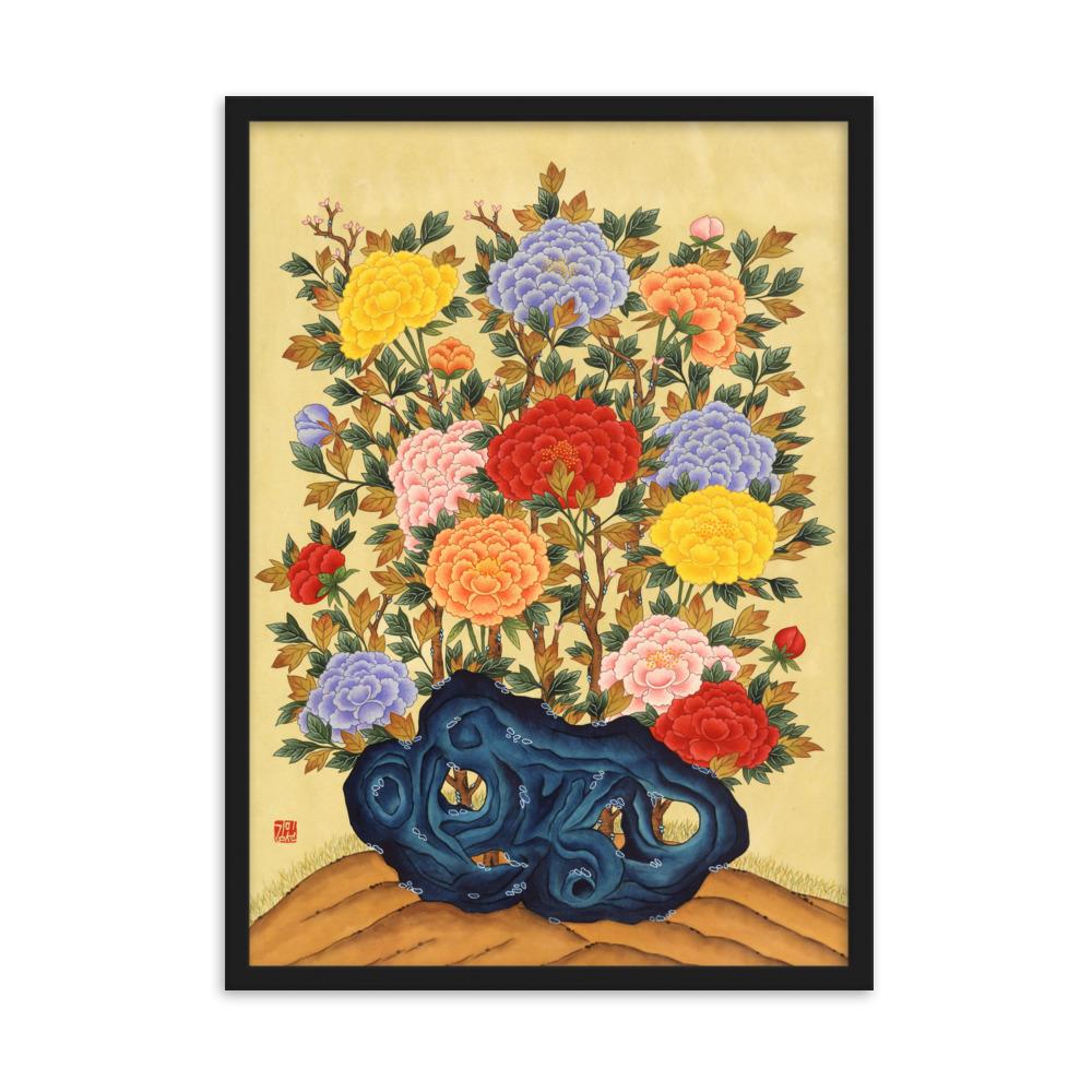 pfingstrosen-poster-im-rahmen-misun-kim-schwarz-50x70-cm-artlia-online-art-galeria-36244272283874