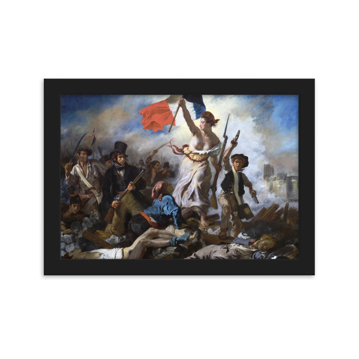 Poster - Eugène Delacroix, Die Freiheit führt das Volk Schwarz / 21×30 cm artlia