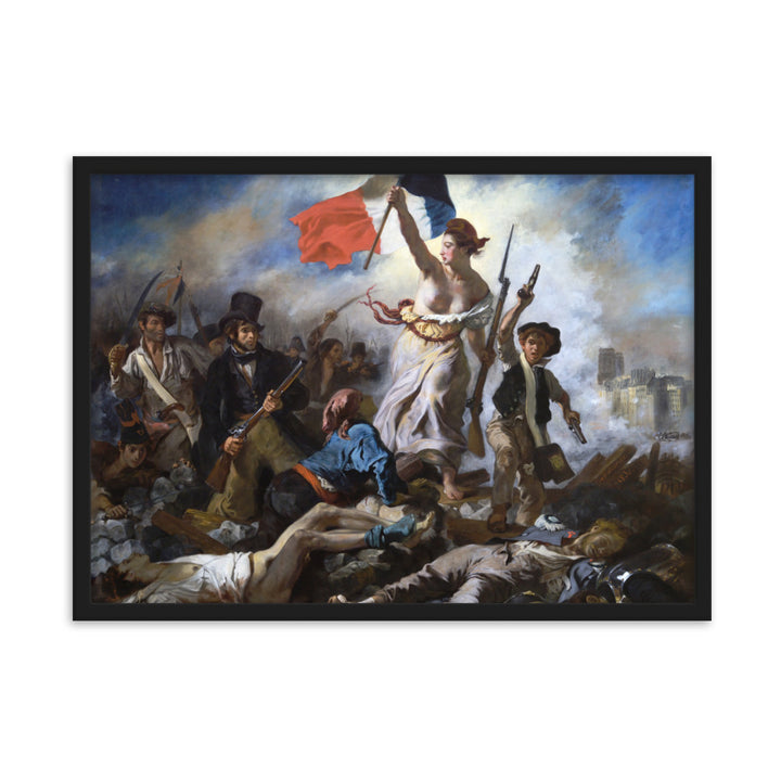 Poster - Eugène Delacroix, Die Freiheit führt das Volk Schwarz / 50×70 cm artlia