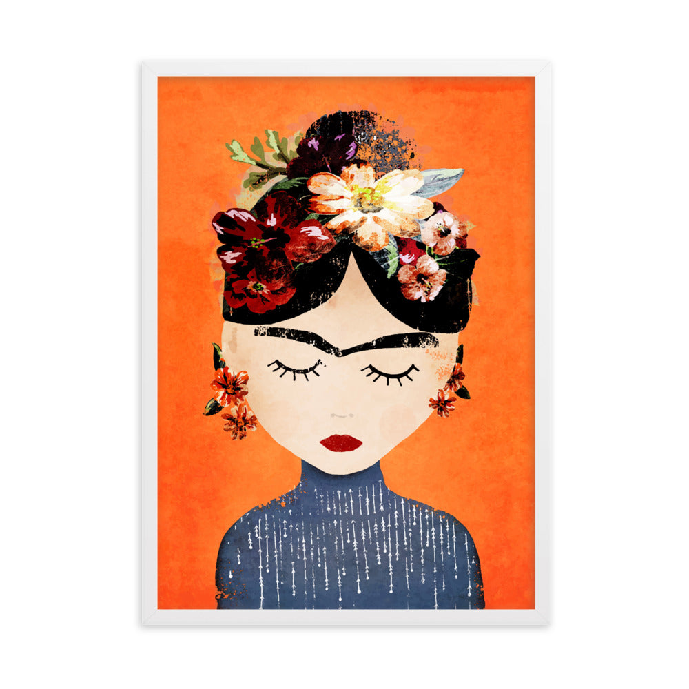 Poster - Frida Kahlo Orange Kuratoren von artlia Weiß / 50×70 cm artlia