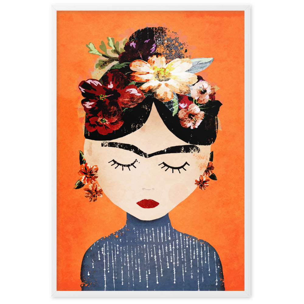 Poster - Frida Kahlo Orange Kuratoren von artlia Weiß / 61×91 cm artlia