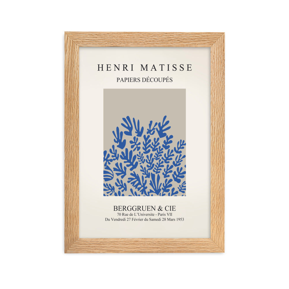 Poster - Henri Matisse, Papier Découpés blaue Blumen Henri Matisse Oak / 21×30 cm artlia