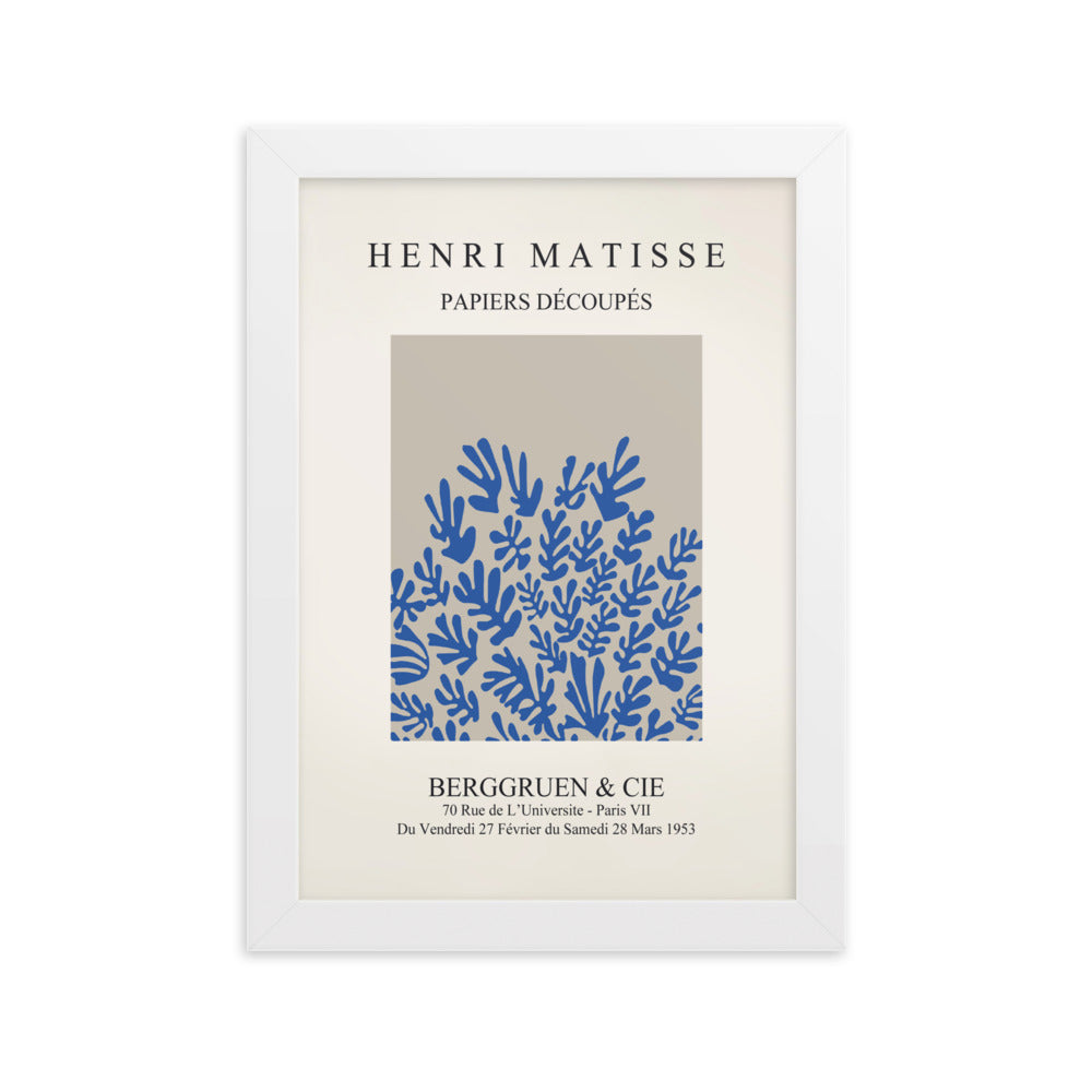 Poster - Henri Matisse, Papier Découpés blaue Blumen Henri Matisse Weiß / 21×30 cm artlia