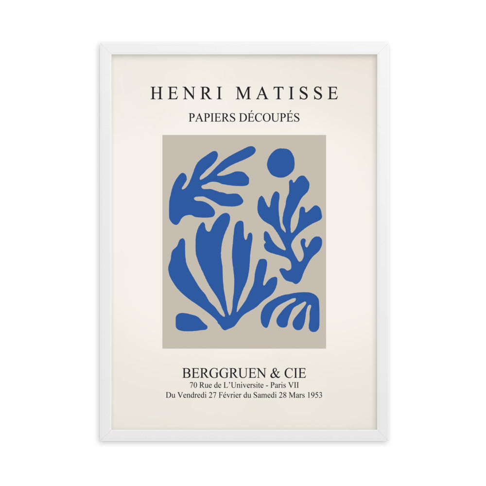 Poster - Henri Matisse, Papier Découpés blauer Garten I Henri Matisse Weiß / 50×70 cm artlia