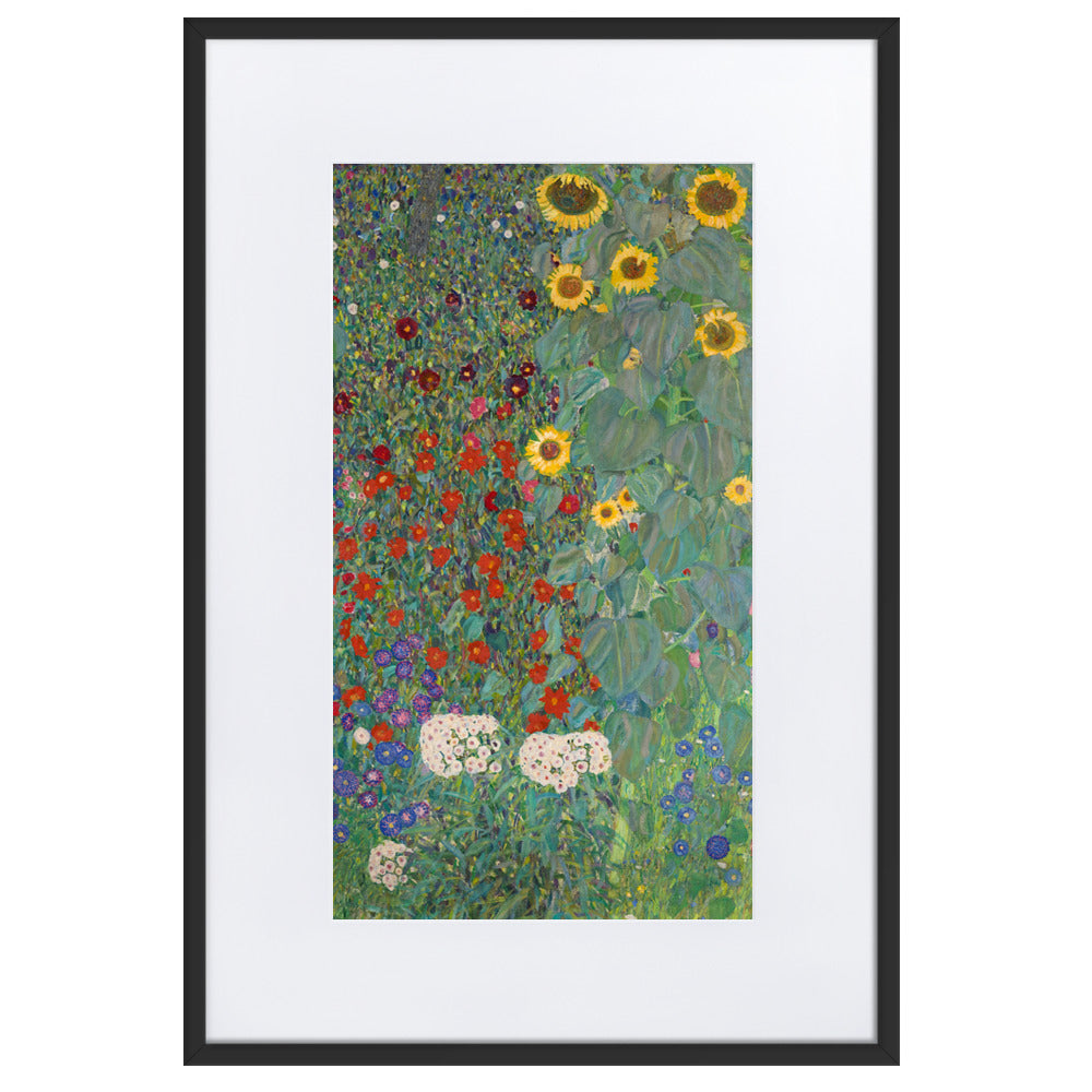 Poster mit Passepartout - Gustav Klimt, Garden with Sunflowers, Garten mit Sonnenblumen ARTLIA Schwarz / 61×91 cm artlia
