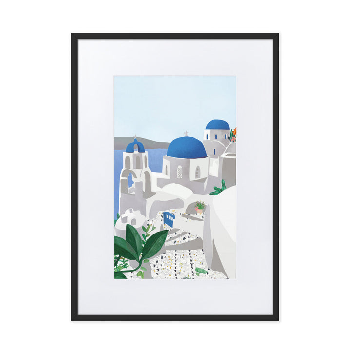 Poster mit Passepartout - Santorini Kuratoren von artlia Schwarz / 50×70 cm artlia