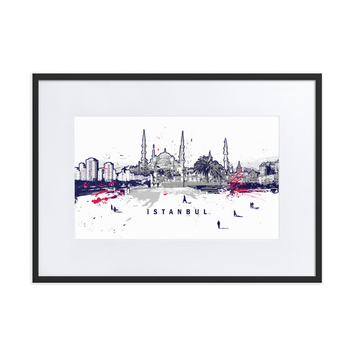 Poster mit Passepartout - Skyline Istanbul Marko Kurth Schwarz / 50×70 cm artlia