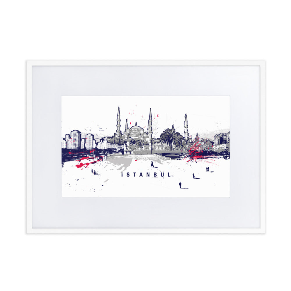 Poster mit Passepartout - Skyline Istanbul Marko Kurth Weiß / 50×70 cm artlia