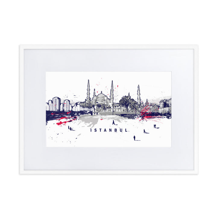 Poster mit Passepartout - Skyline Istanbul Marko Kurth Weiß / 50×70 cm artlia