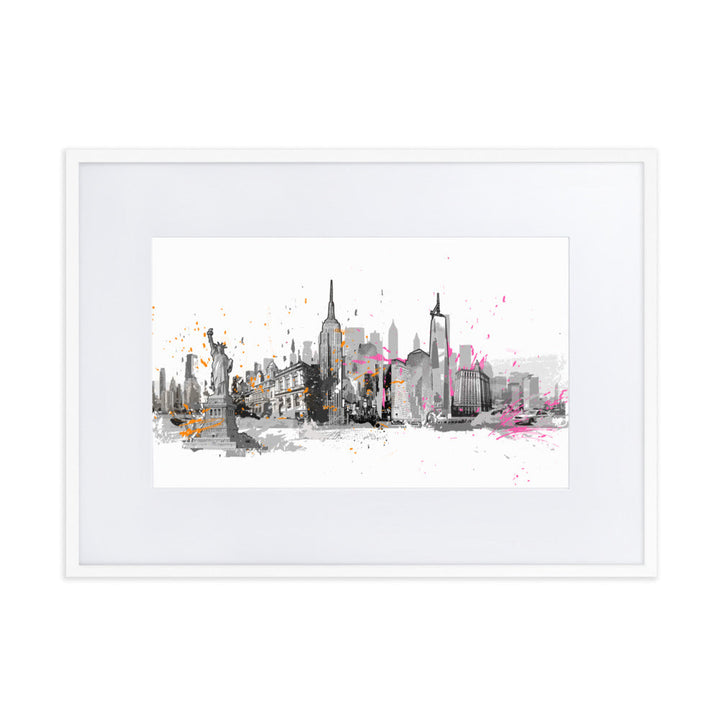 Poster mit Passepartout - Skyline New York Marko Kurth Weiß / 50×70 cm artlia