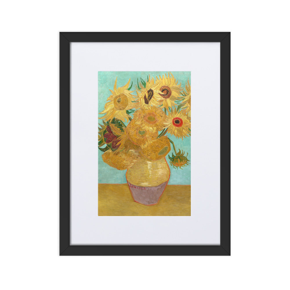 Poster mit Passepartout - Sonnenblumen, 1889 Vincent van Gogh Schwarz / 30×40 cm artlia