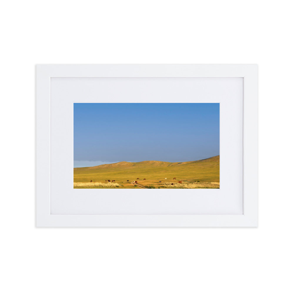 Poster mit Passepartout - Steppe on a calm morning, Mongolia Young Han Song Weiß / 21×30 cm artlia