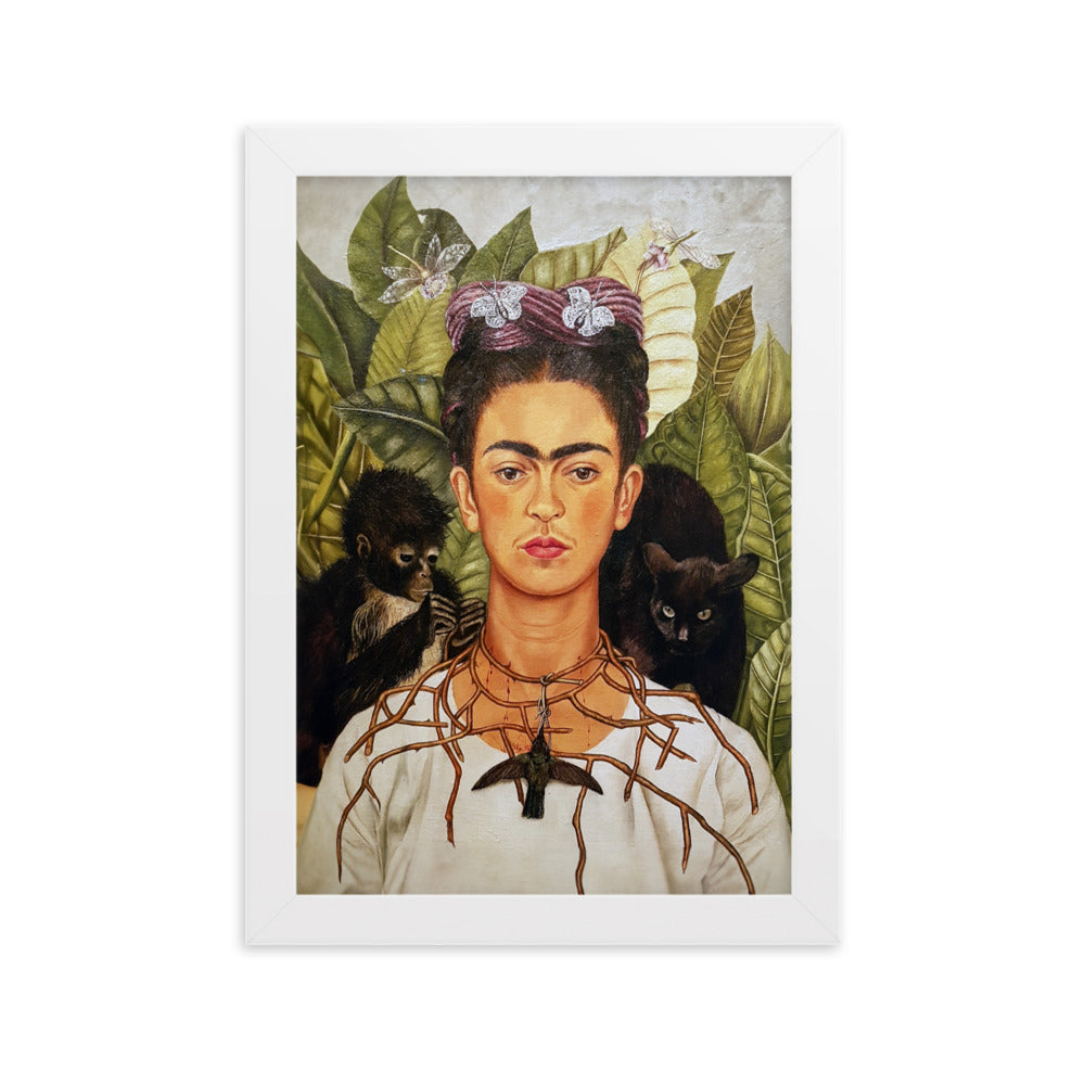 Poster mit Rahmen - Frida Kahlo with Thorn Necklace and Hummingbird ARTLIA Weiß / 21×30 cm artlia
