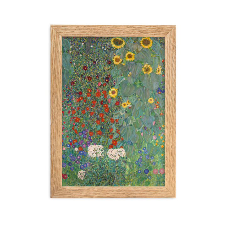 Poster mit Rahmen - Gustav Klimt, Garden with Sunflowers, Garten mit Sonnenblumen ARTLIA Oak / 21×30 cm artlia