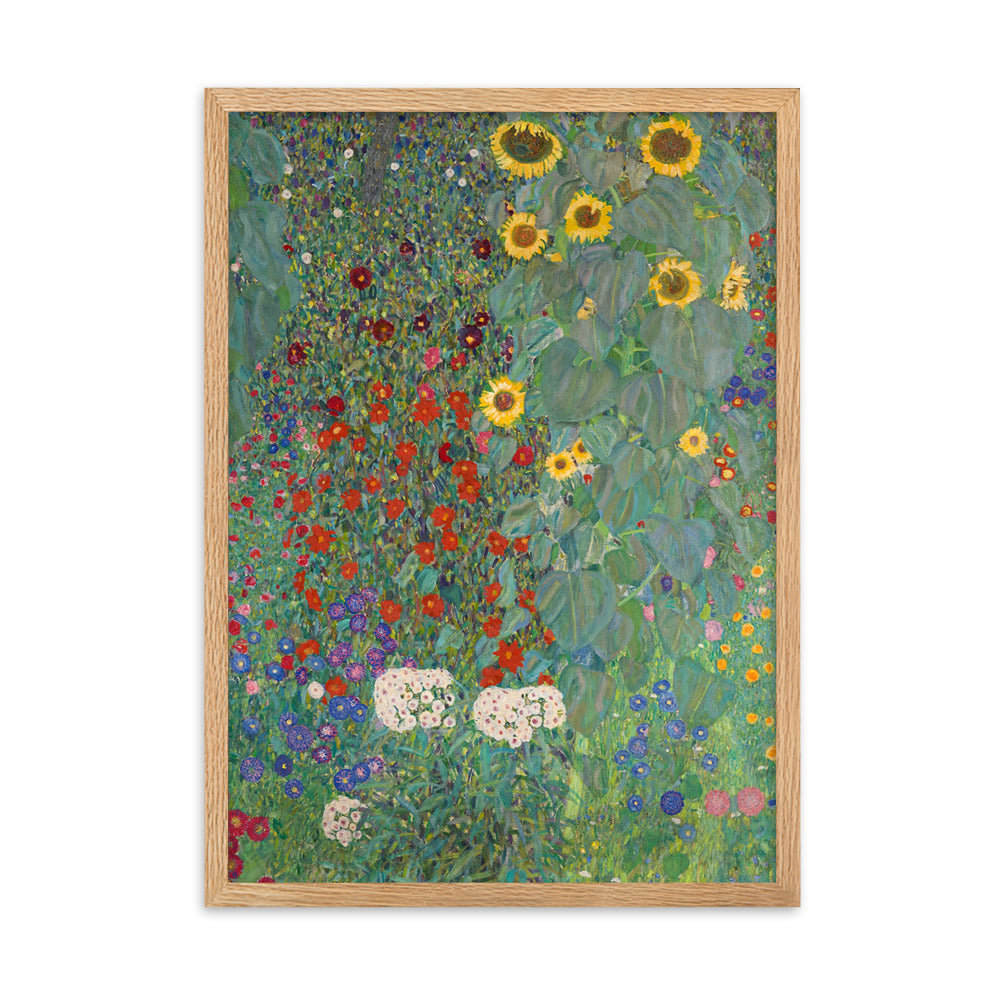 Poster mit Rahmen - Gustav Klimt, Garden with Sunflowers, Garten mit Sonnenblumen ARTLIA Oak / 50×70 cm artlia