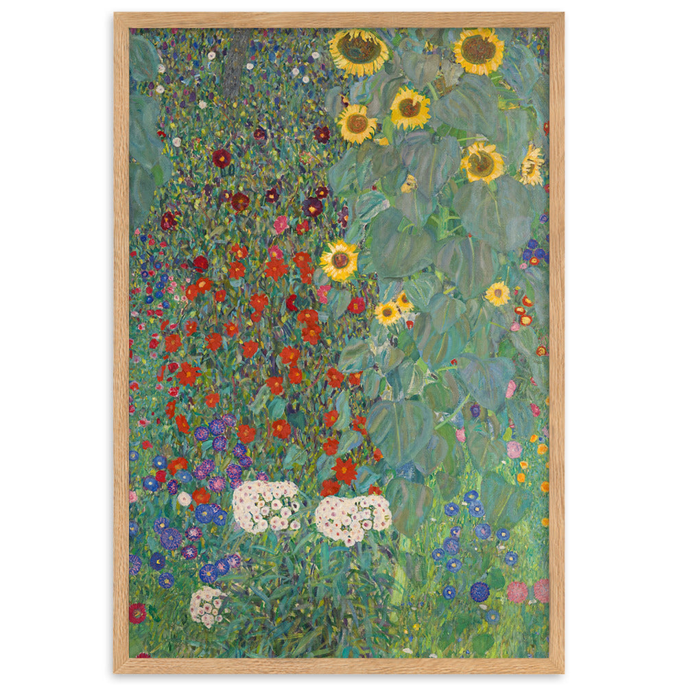 Poster mit Rahmen - Gustav Klimt, Garden with Sunflowers, Garten mit Sonnenblumen ARTLIA Oak / 61×91 cm artlia