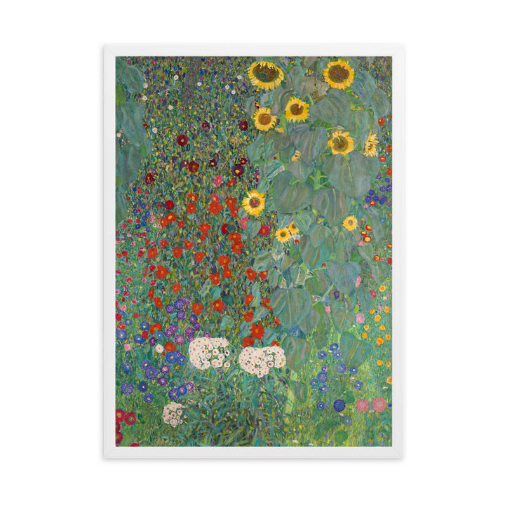 Poster mit Rahmen - Gustav Klimt, Garden with Sunflowers, Garten mit Sonnenblumen ARTLIA Weiß / 50×70 cm artlia