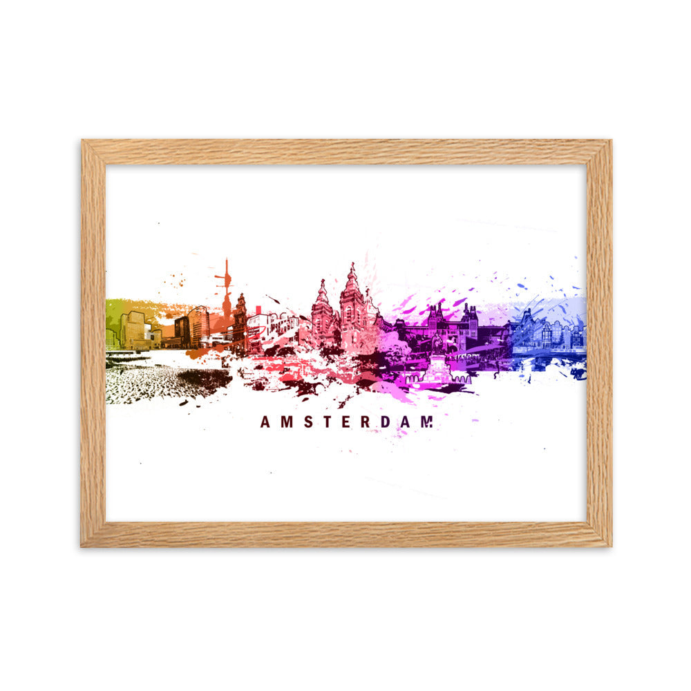 Poster mit Rahmen - Skyline Amsterdam Marko Kurth Oak / 30×40 cm artlia