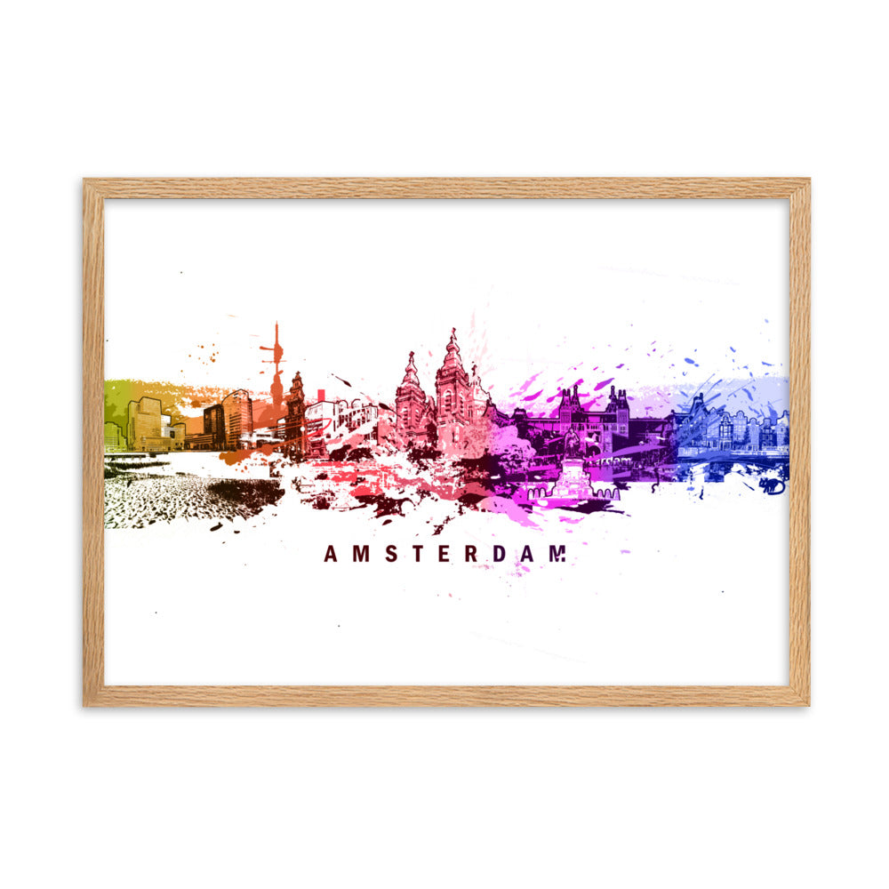 Poster mit Rahmen - Skyline Amsterdam Marko Kurth Oak / 50×70 cm artlia