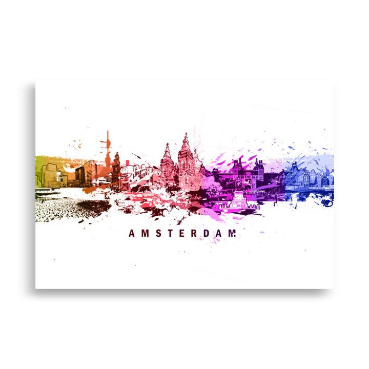Poster mit Rahmen - Skyline Amsterdam Marko Kurth Ohne Rahmen / 21×30 cm artlia