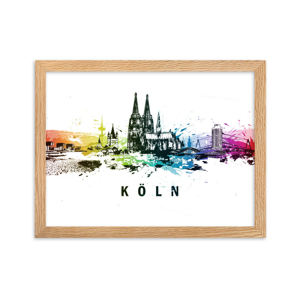 Poster mit Rahmen - Skyline Köln Marko Kurth Oak / 30×40 cm artlia