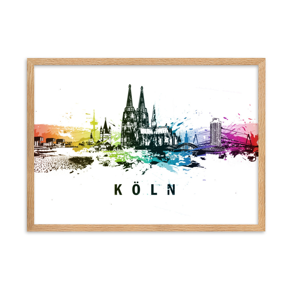 Poster mit Rahmen - Skyline Köln Marko Kurth Oak / 50×70 cm artlia