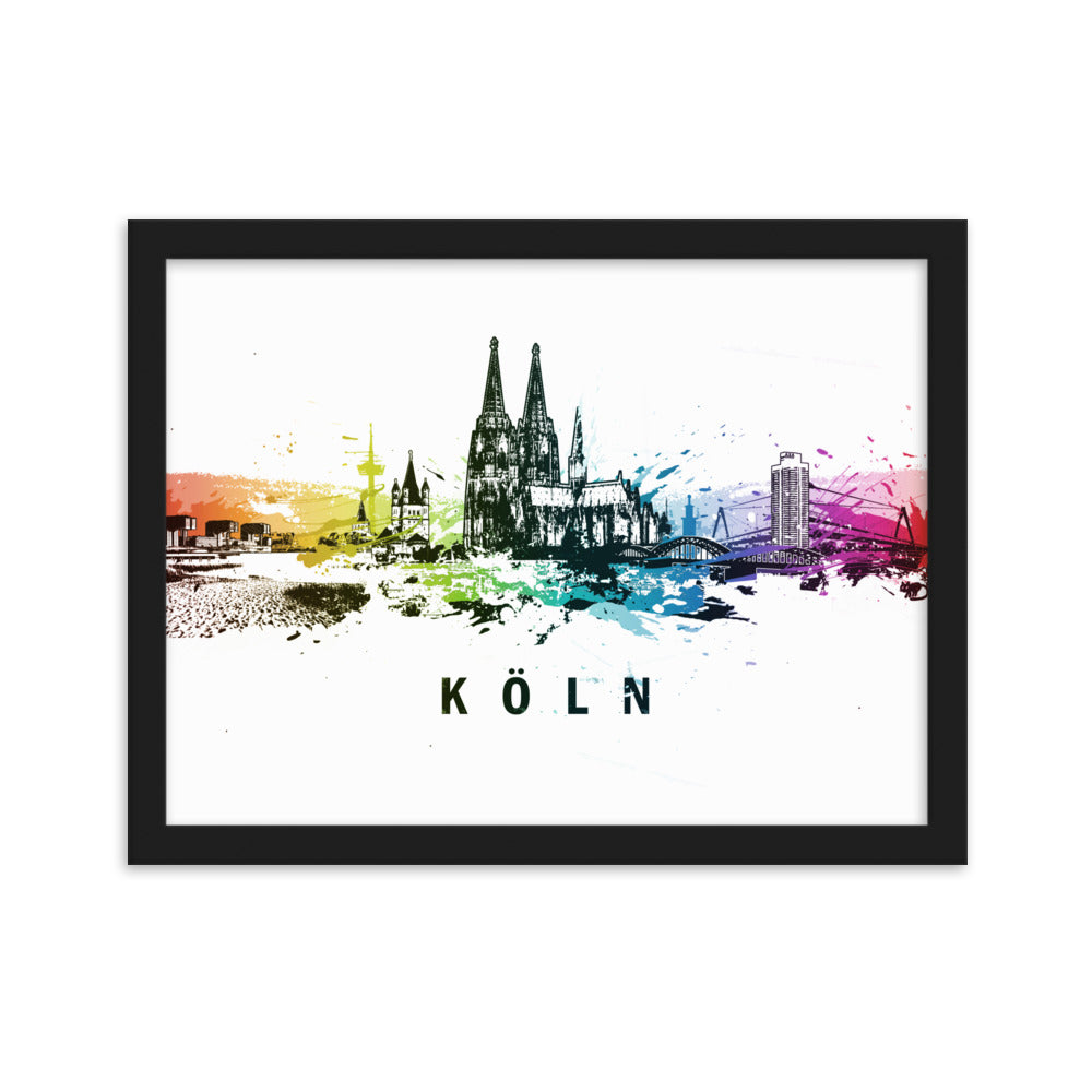 Poster mit Rahmen - Skyline Köln Marko Kurth Schwarz / 30×40 cm artlia