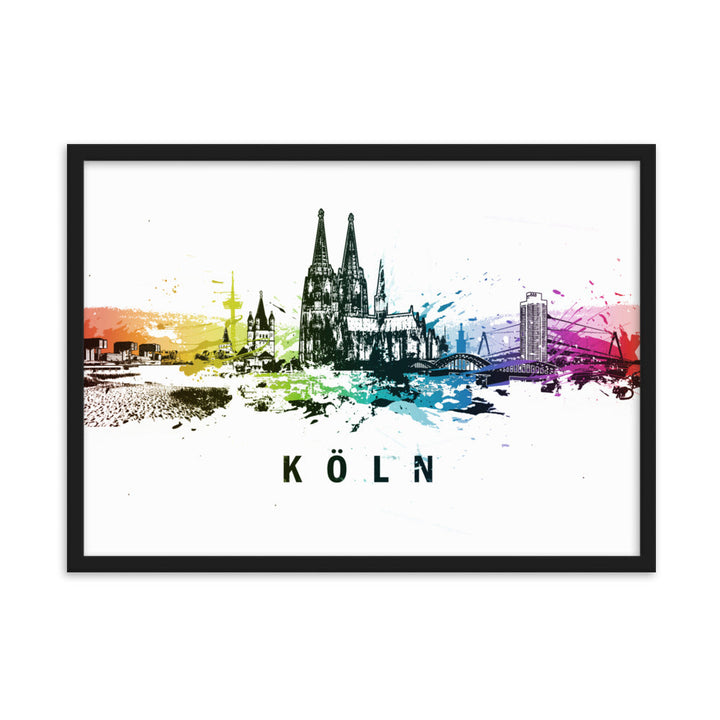 Poster mit Rahmen - Skyline Köln Marko Kurth Schwarz / 50×70 cm artlia