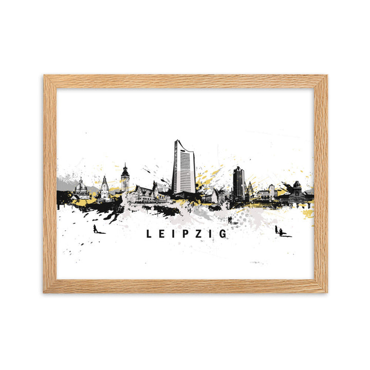 Poster mit Rahmen - Skyline Leipzig Marko Kurth Oak / 30×40 cm artlia
